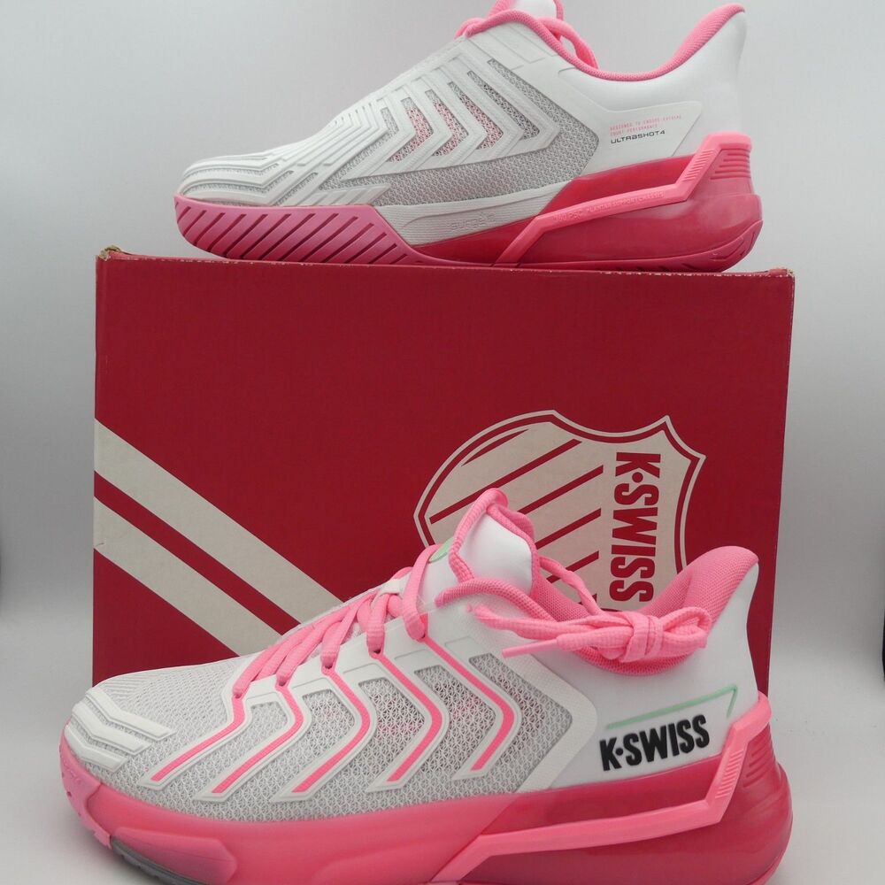 K-Swiss Ultrashot 4 Womens Tennis Shoes Size 11 White Pink Court Sneaker NIB